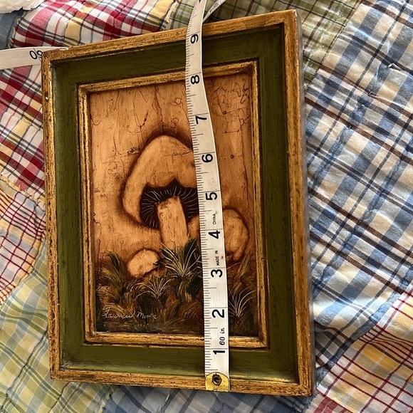 Vintage 1975 Painted Mushrooms Handmade Art Work Gold Frame Frances Moore - Picture 5 of 7